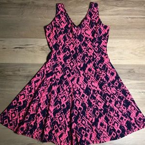REBEL SUGAR pink and navy flare dress